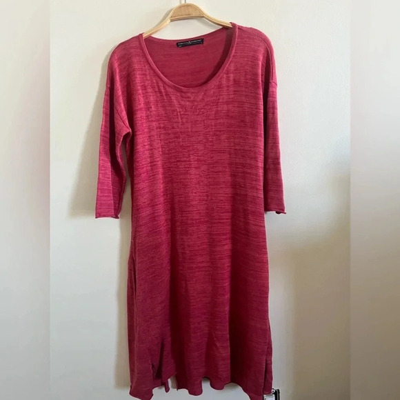 Peruvian Connection Red Tunic Dress Size Sm Lagenlook Comfy Lightweight Pockets - Picture 1 of 8